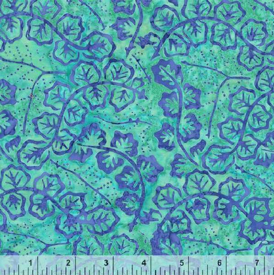 Anthology Batik Fabric | Limelight Aqua Vines Purple Blue | YARD