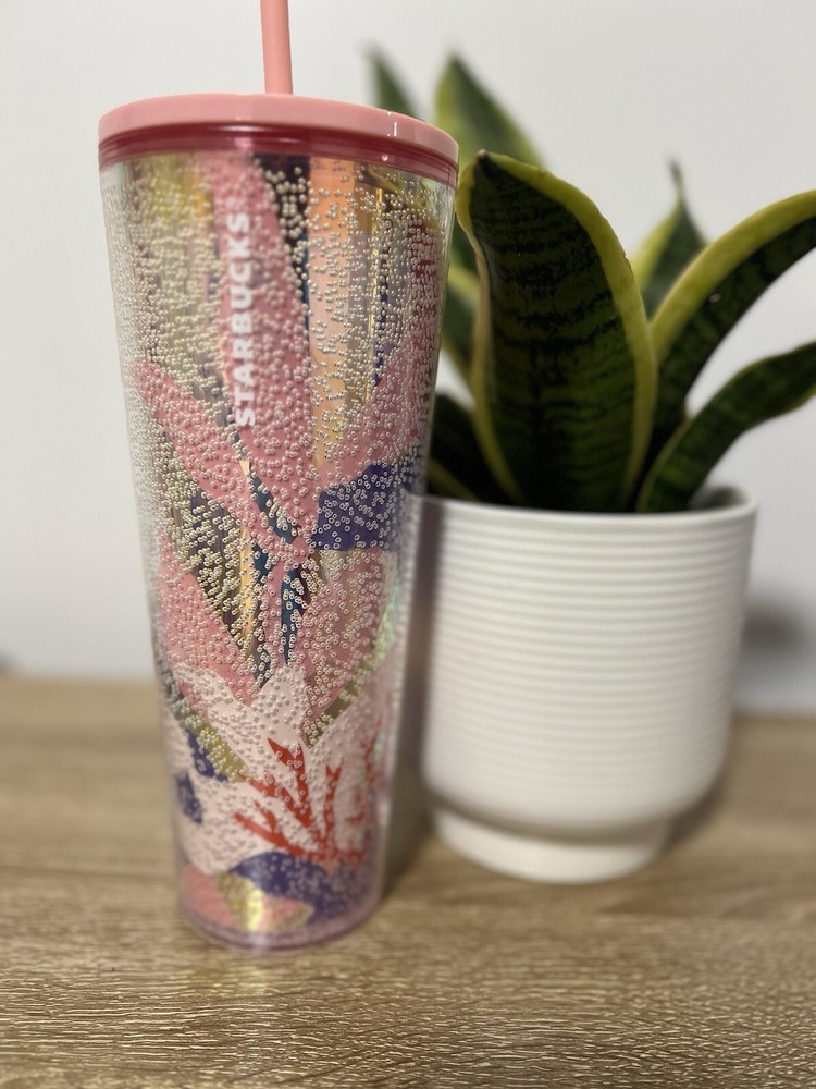 Starbucks 2021 Summer Pink Coral Bubble Cold Tumbler 24oz Insulated Cup