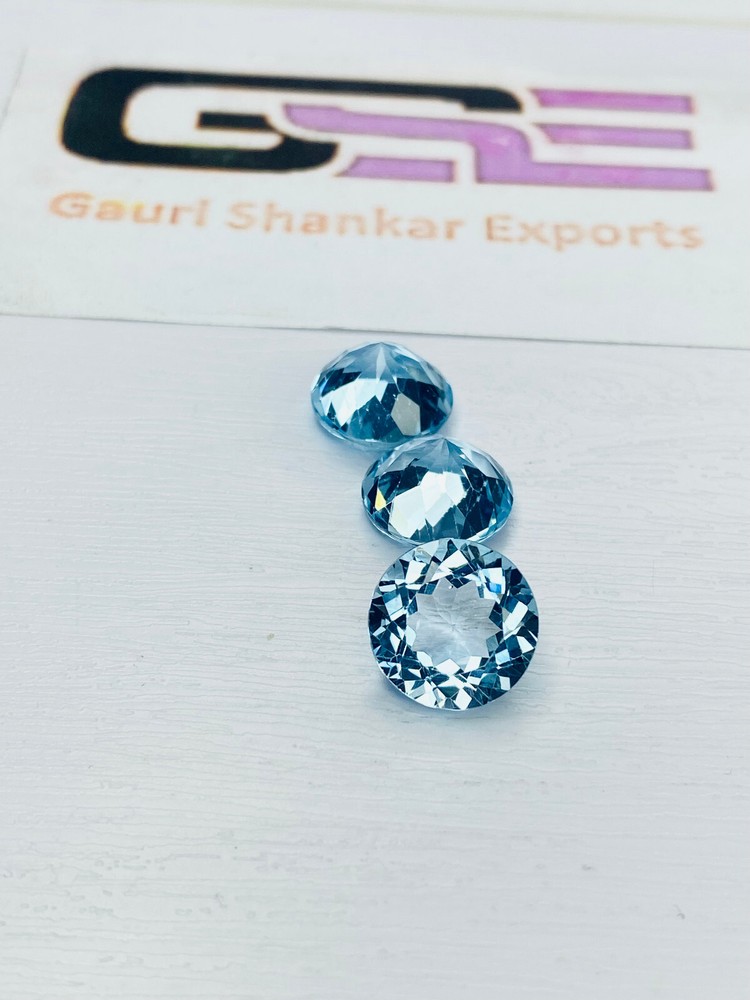 3x3mm to 14x14mm Blue Topaz Faceted Round Loose Gemstone DG Calibrated