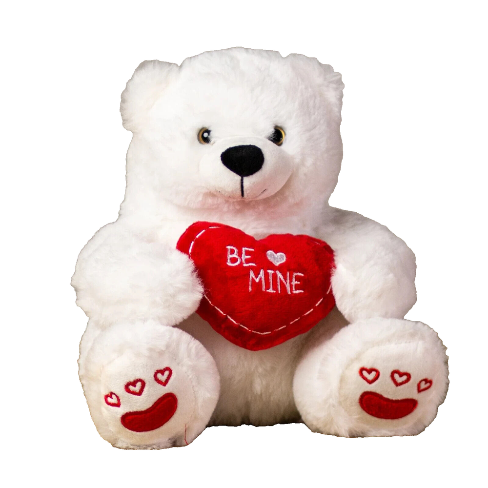 10 Inch Valentine Polar Bear Plush - Soft Cute Teddy Gift for Valentine's Day