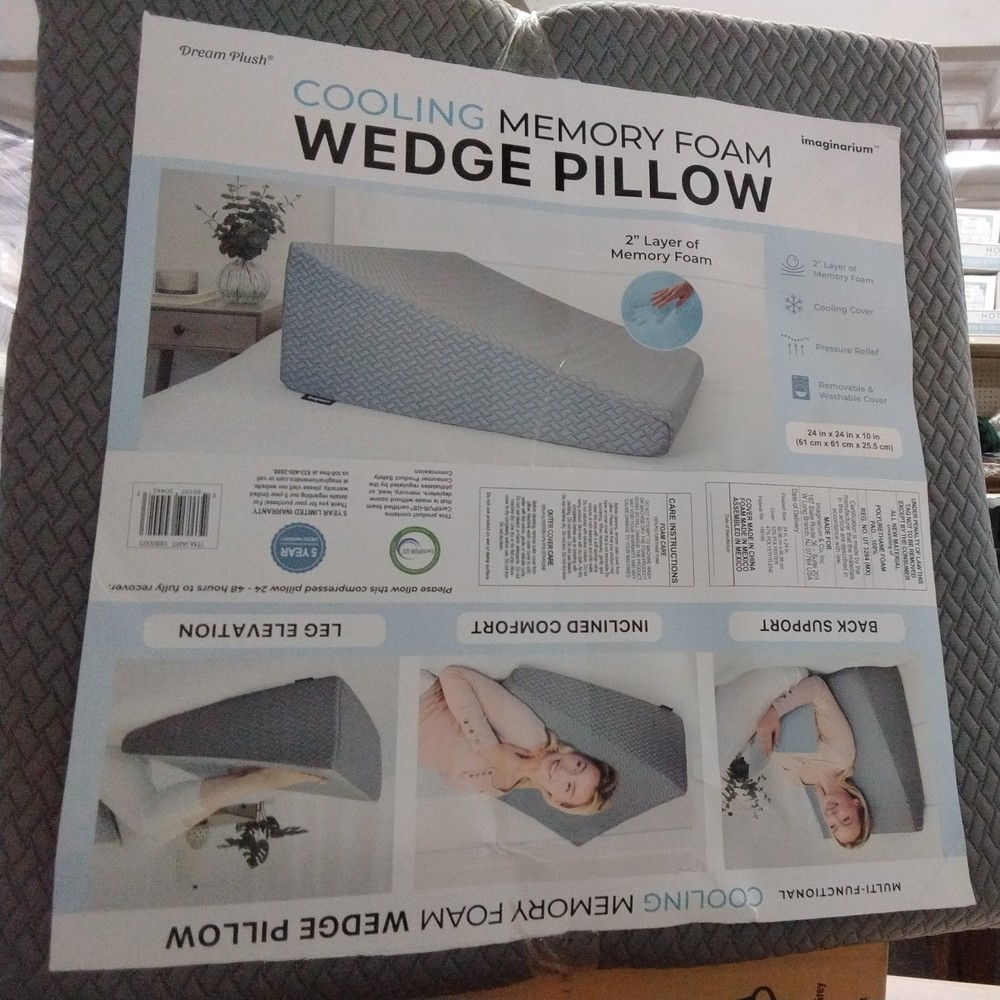 Dream Plush Memory Foam Wedge Pillow with Cooling Cover Size 24