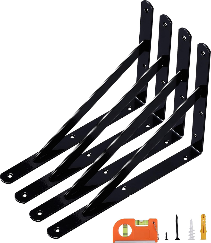 4 Pack 12 Inch Heavy Duty Shelf Brackets Large Wall Bracket for Garage Storage