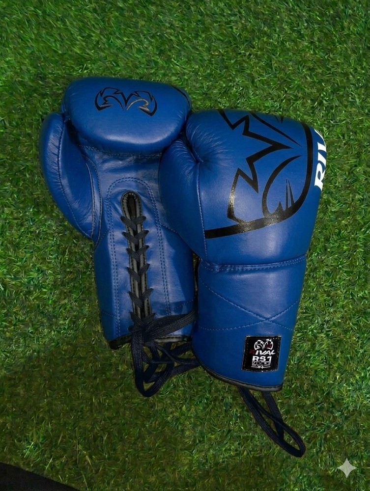 Rival Boxing RS1 Ultra Fight Lace Up Leather Boxing Gloves 8oz-16oz Blue