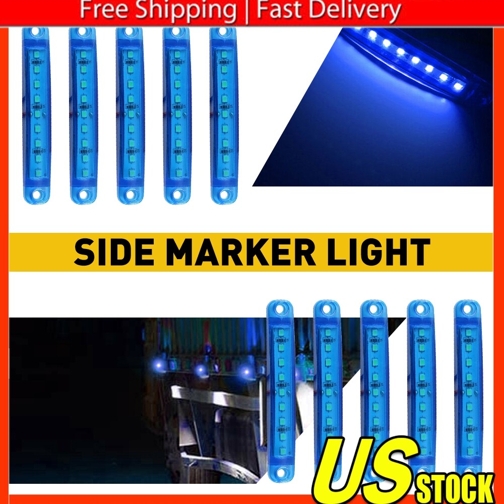 10pc Blue LED Sealed Side Marker Clearance Light 12V Car Truck Trailer Lorry USP