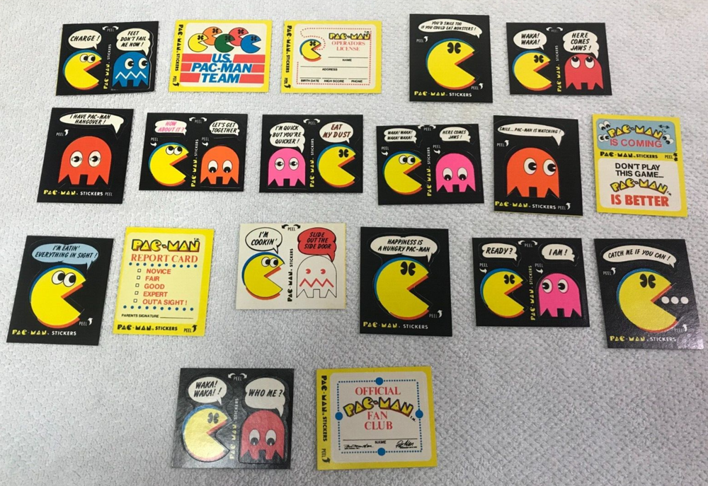 Lot of (19) 1980 Vintage PAC-MAN Fleer Sticker Cards.  EXCELLENT No duplicates.