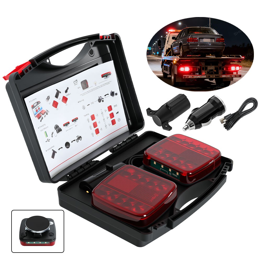 Wireless Multi Function Trailer LED Lights USB Magnetic for RV Caravan Truck