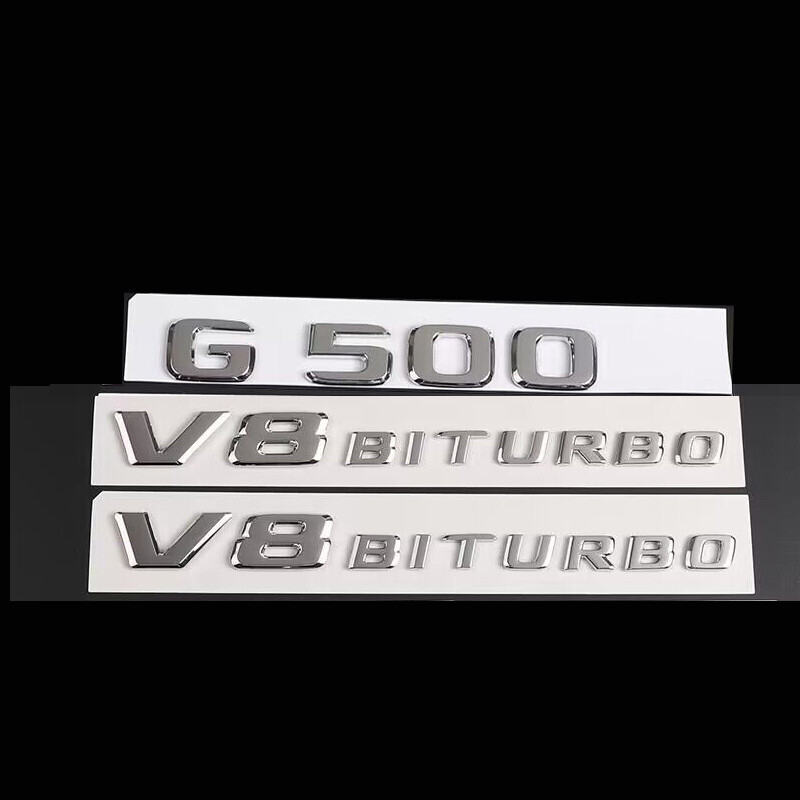 Chrome G500+V8 BITURBO For AM-G G Rear Trunk Emblem Badge Decal Number Nameplate