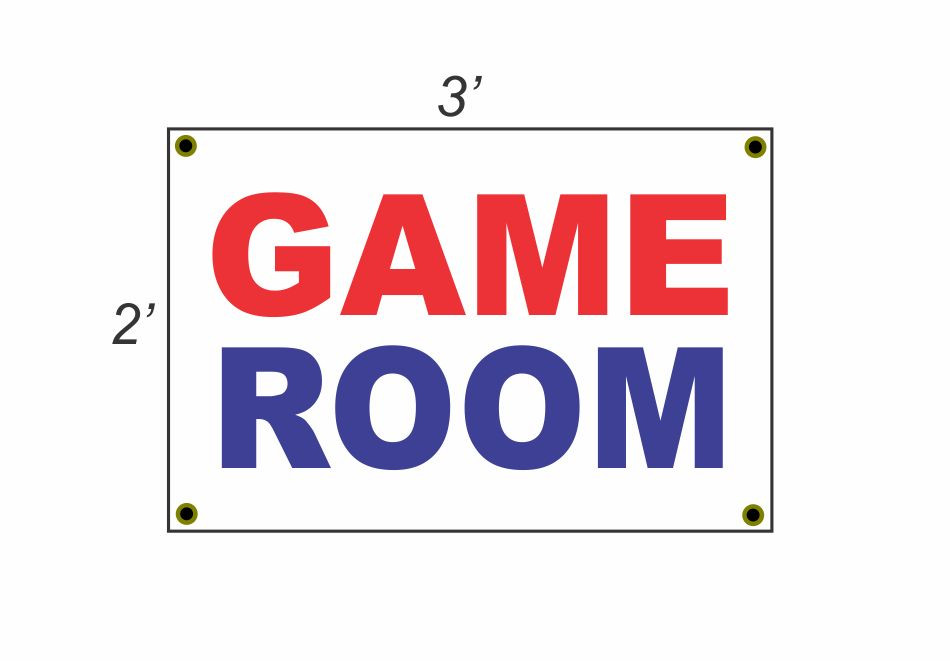 2x3 Game Room Red White & Blue Banner Sign - New Discount Size & Affordable Price
