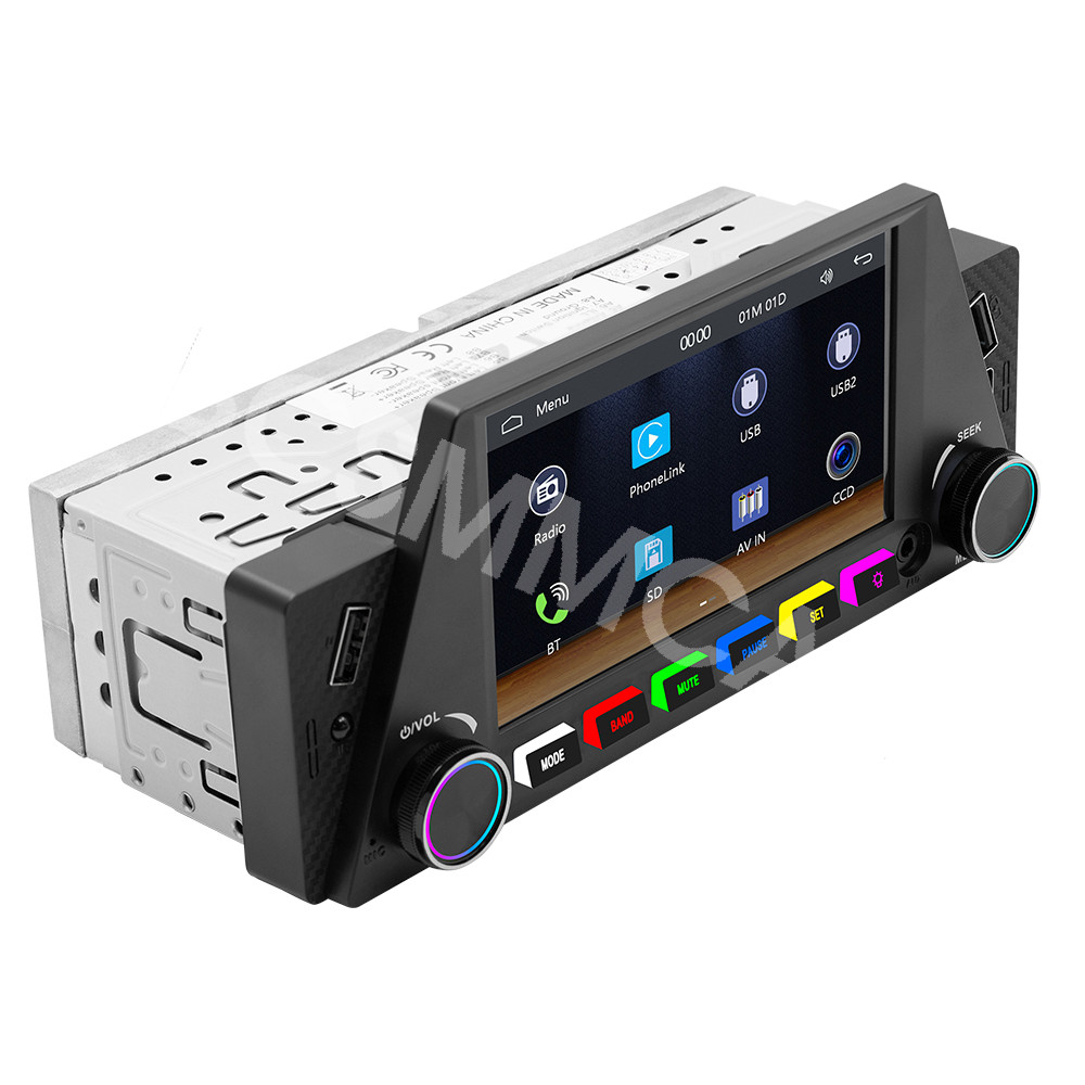 1DIN Car Stereo MP5 Player with 4.7in Display, USB, RCA, Bluetooth, Caplay, Android Auto Support