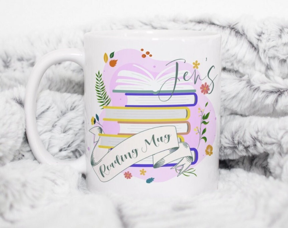 Personalised Reading Mug White Ceramic Mug With Your Name Pretty Designed