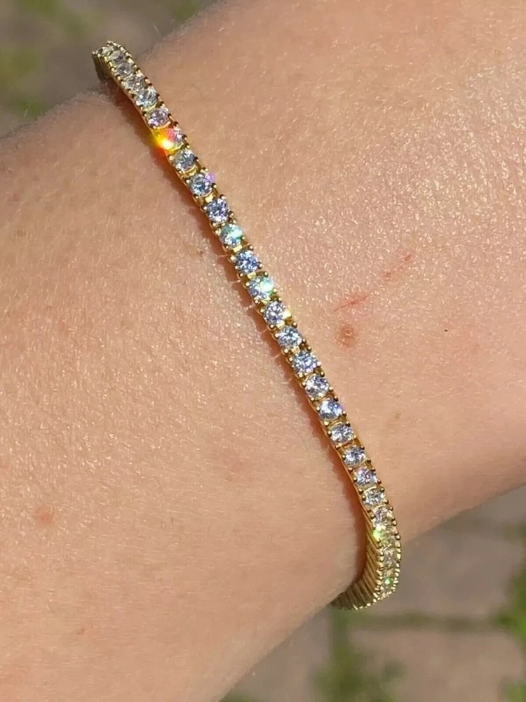 6Ct Lab Created Round Cut 3mm Diamond Tennis 7.5
