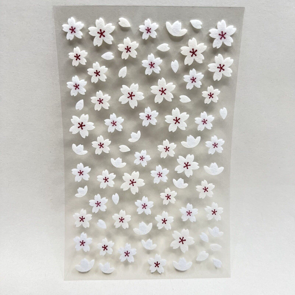 White Felt Cherry Blossom Stickers Scrapbooking Planner Card Making
