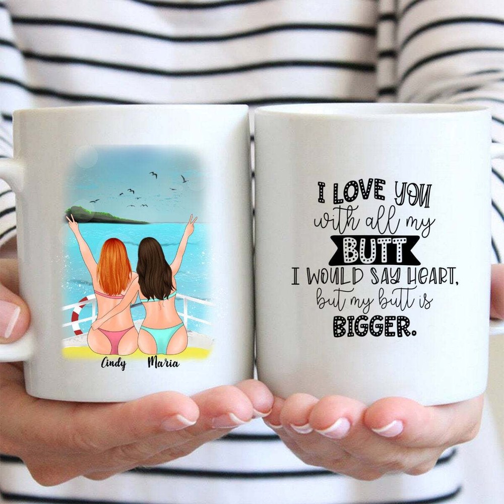 Besties On Boat Bikini Girls Personalized Mug Best Friend Coffee Mug