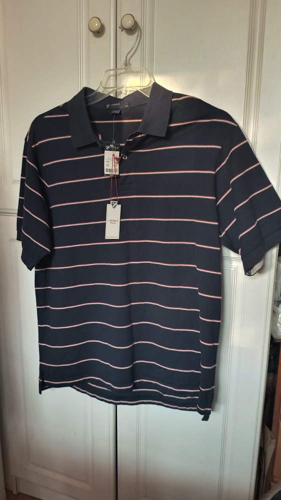 NWT $59.50 CREMIEUX MEN'S SHORT SLEEVE POLO SHIRT COTTON,Navy,  L (C4