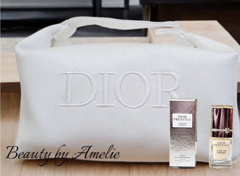 DIOR Beauty Pouch Makeup Set w Prestige Le Nectar .10 oz NEW!