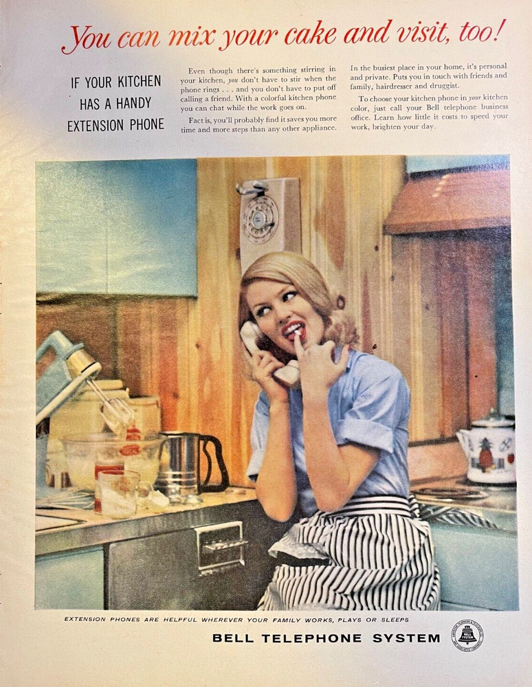 Vintage Magazine Ad 1960 Bell Telephone System Mix Your Cake & Eat It Too