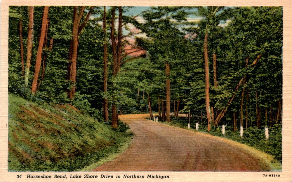 Horseshoe Bend, Lake Shore Drive, Northern Michigan, Petoskey, Little Postcard