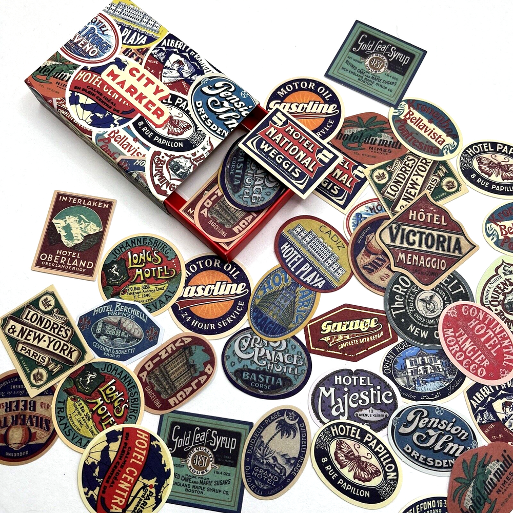 Travel Advertising Stickers Vintage Style Collage Junk Journal Scrapbooking