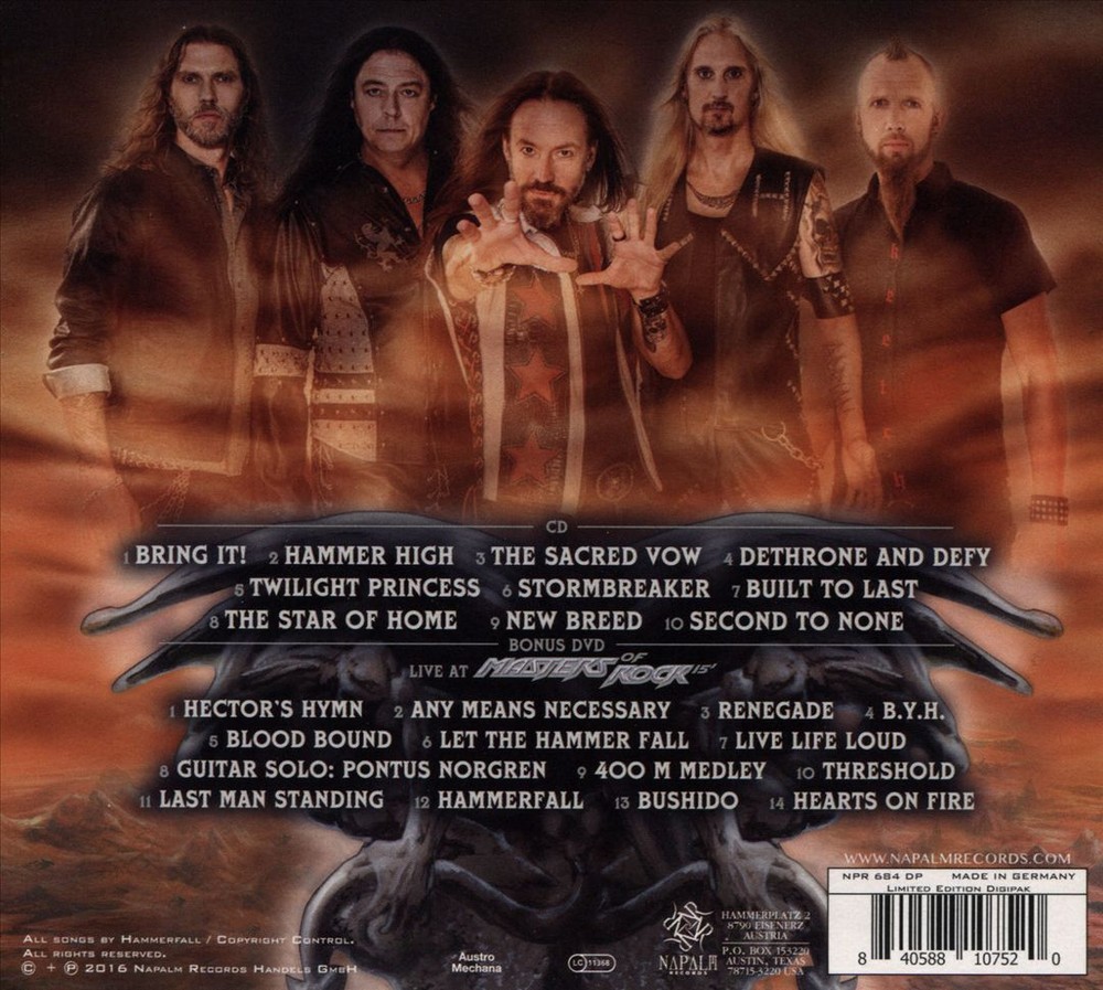HAMMERFALL BUILT TO LAST NEW CD & DVD