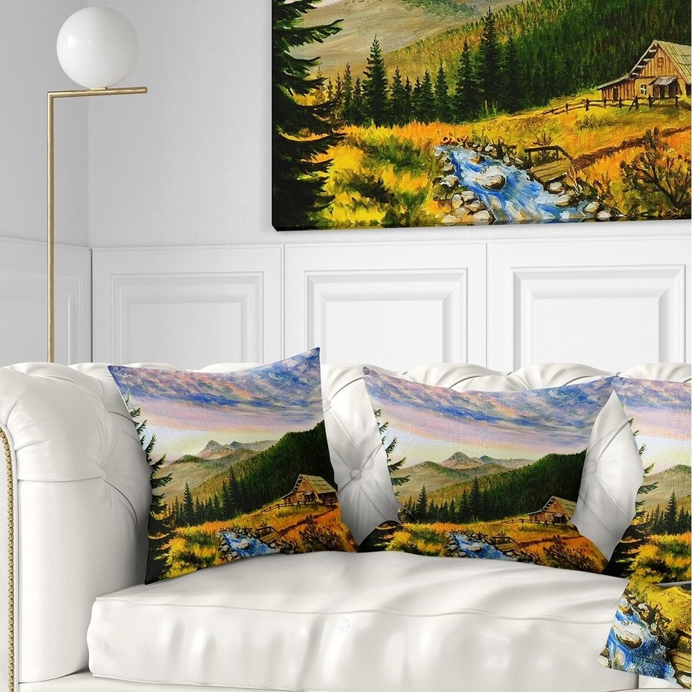 Designart 'Sunset in Mountains' Landscape Printed Throw