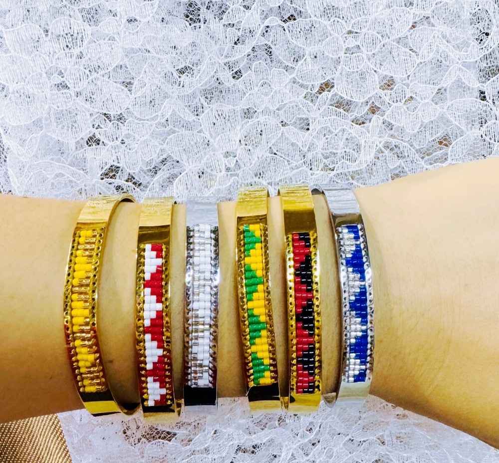 Stainless Steel adjustable open end bangle bracelet orula Santeria blessing IFA