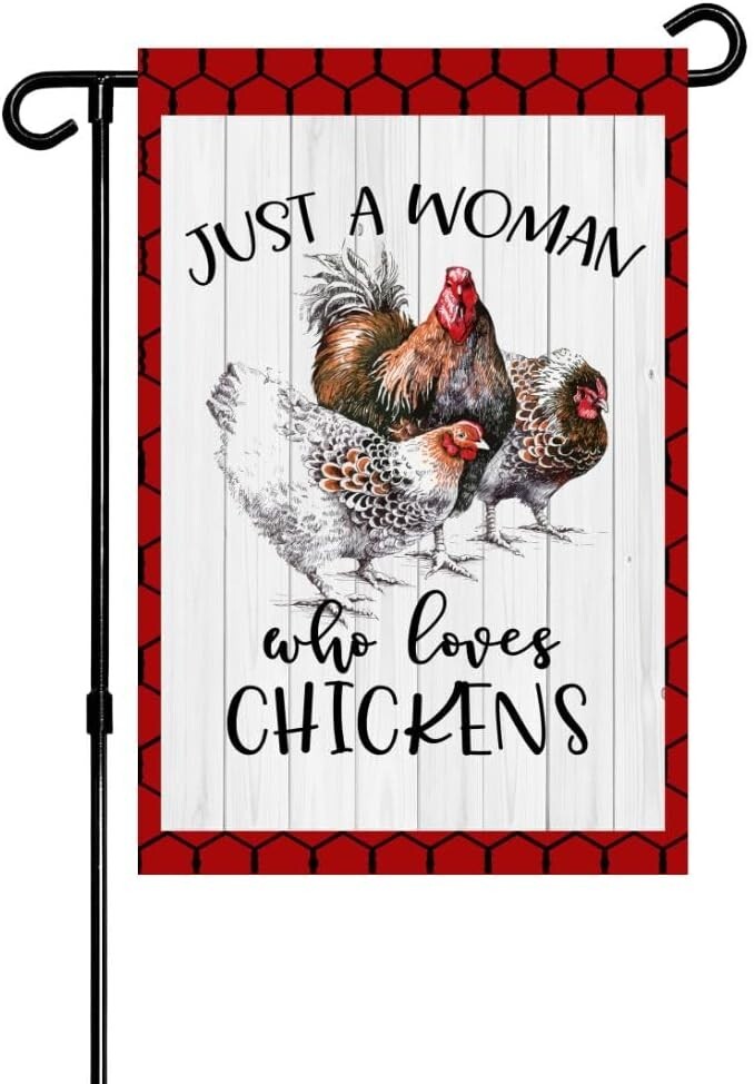 Woman Who Loves Chickens Double-Sided Garden Flag 12x18 Outdoor Welcome Flag