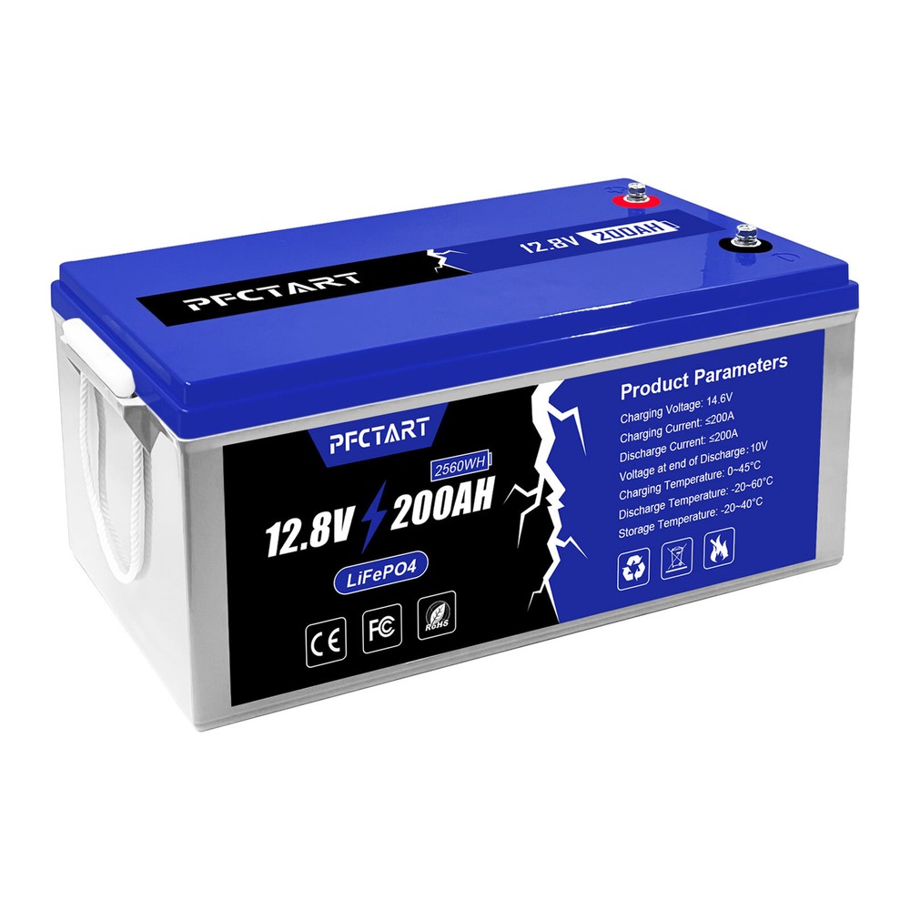 12V 200AH LiFePO4 Deep Cycle Lithium Battery for RV Marine Off-Grid Solar System