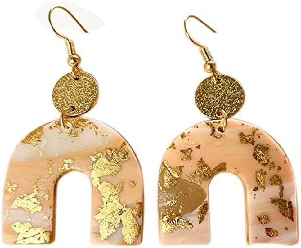 Retro Wooden Resin Geometric Bar Drop Dangle Earrings Layered Leopard for Women