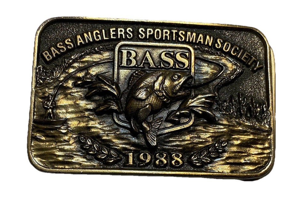 1988 BASS ANGLERS SPORTSMAN SOCIETY Heavy Belt Buckle with Original Box