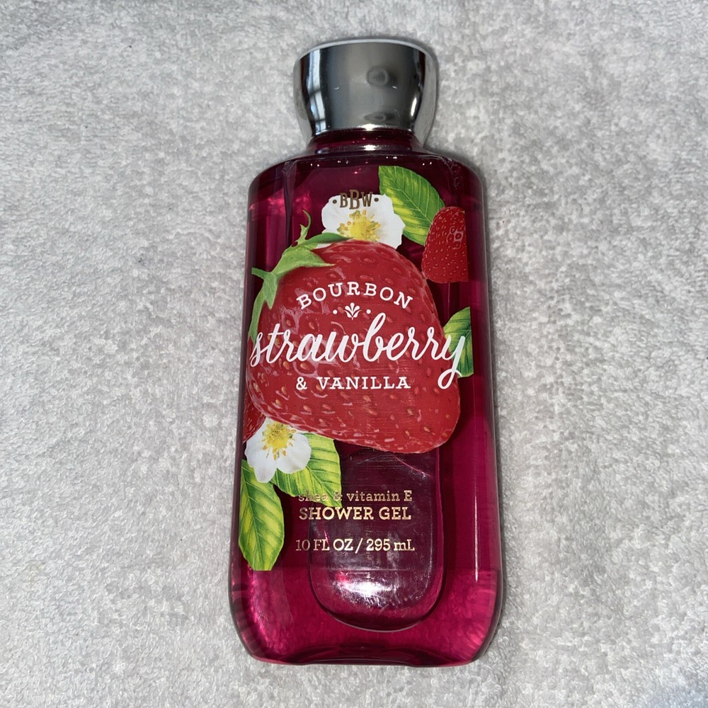 Bath & Body Works BOURBON STRAWBERRY & VANILLA Shea & Vitamin E Shower Gel 10 Oz