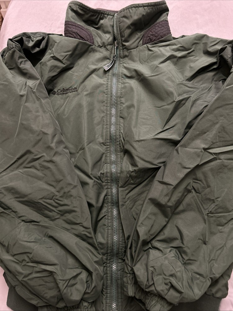 Columbia Men's Nylon Full Zip Coat With Zip Pockets Green Size Large