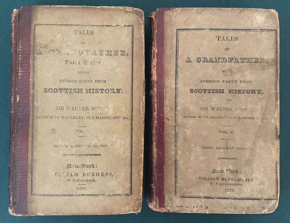 Antique 1828 Sir Walter Scott Scottish History Leather 2-Volume Set
