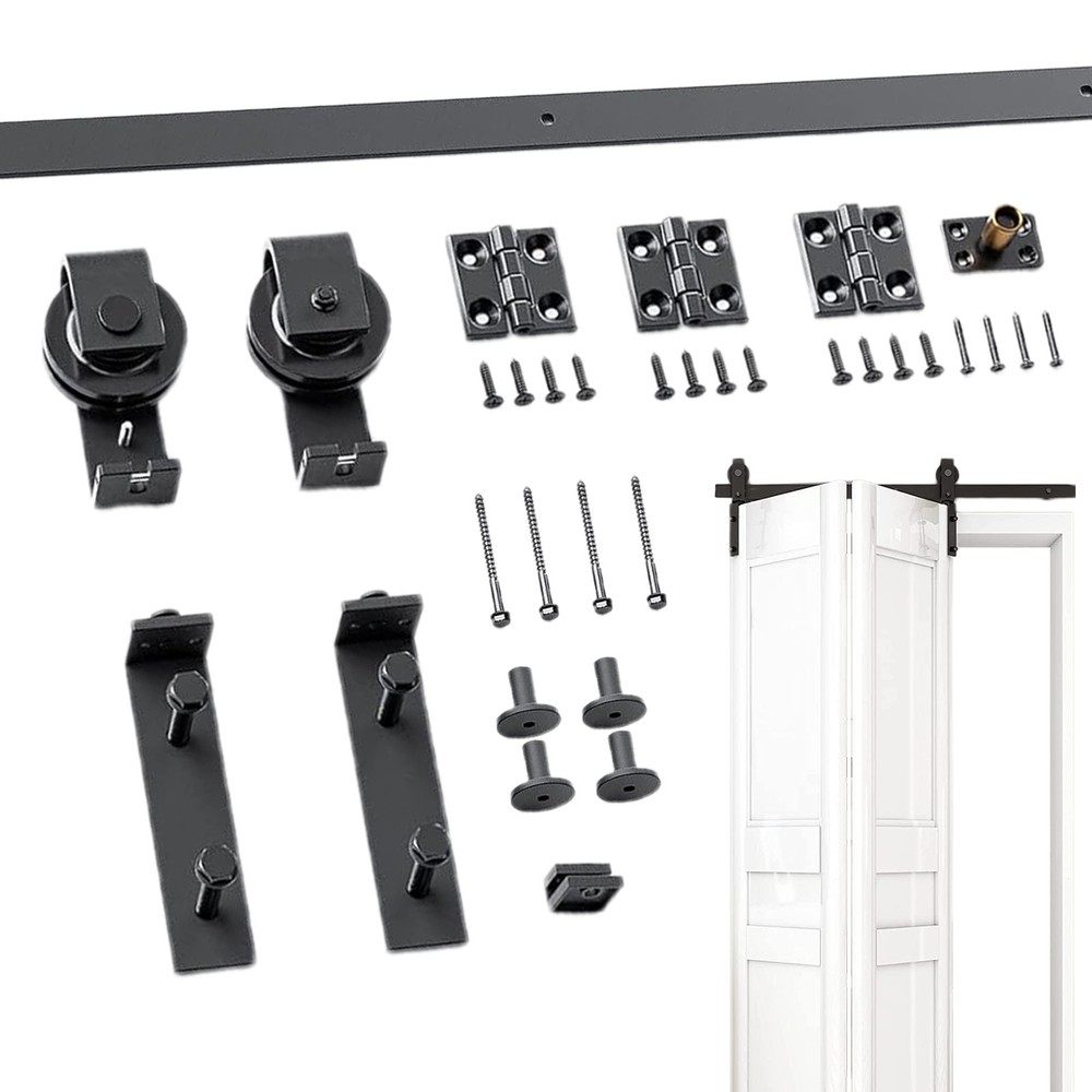 46in Black Bifold Sliding Door Track,Sliding barn door hardware kit