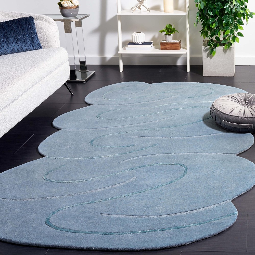 SAFAVIEH Handmade Wool Modern Blue Area Rug 5x8 from Novelty Collection  