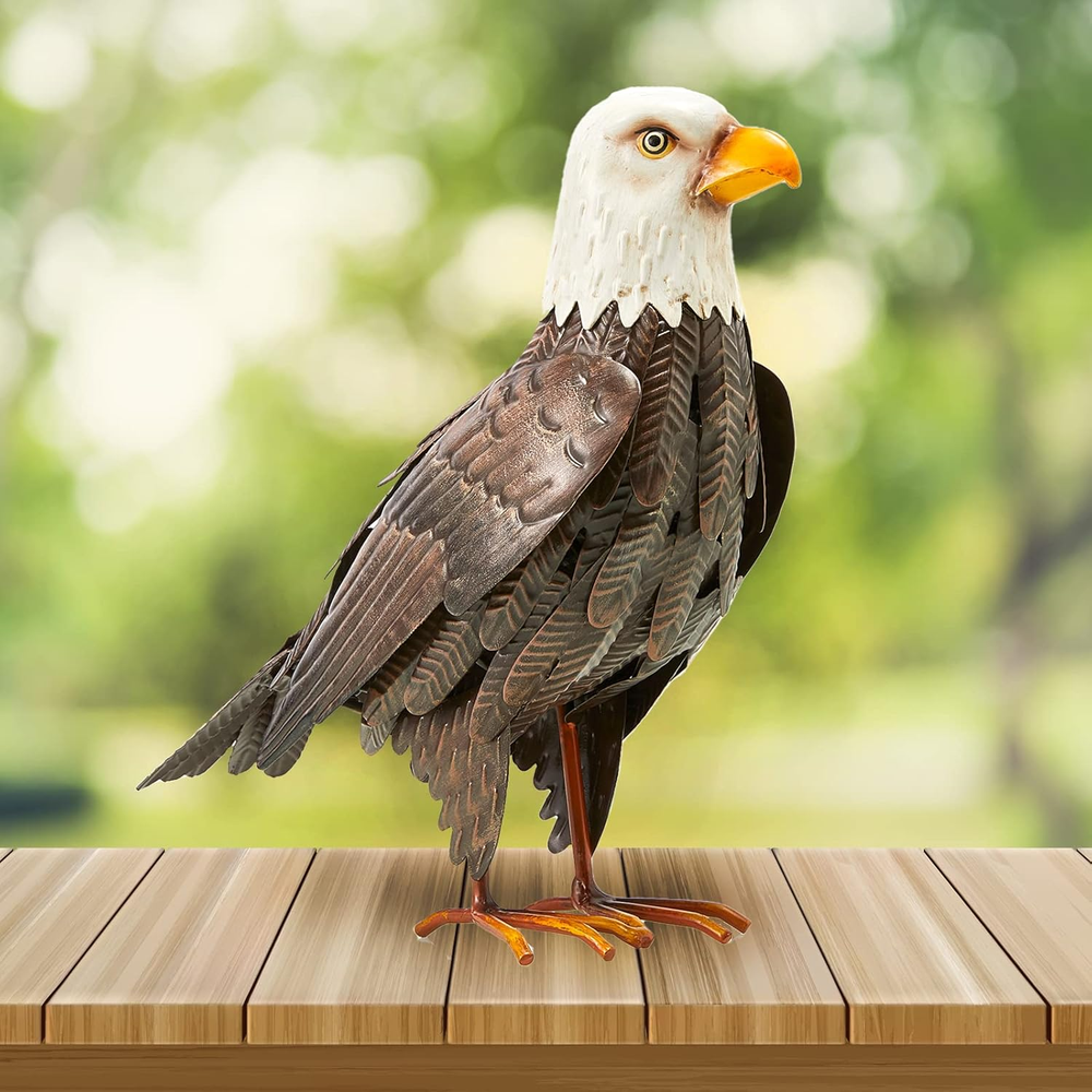 Bald Eagle Metal Garden Sculpture - Large Realistic Yard Art Statue