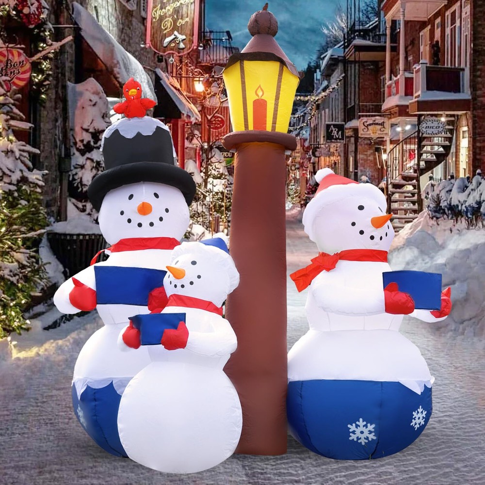 6.6ft Christmas Inflatable Outdoor Decorations, Inflatable Snowman Family and...