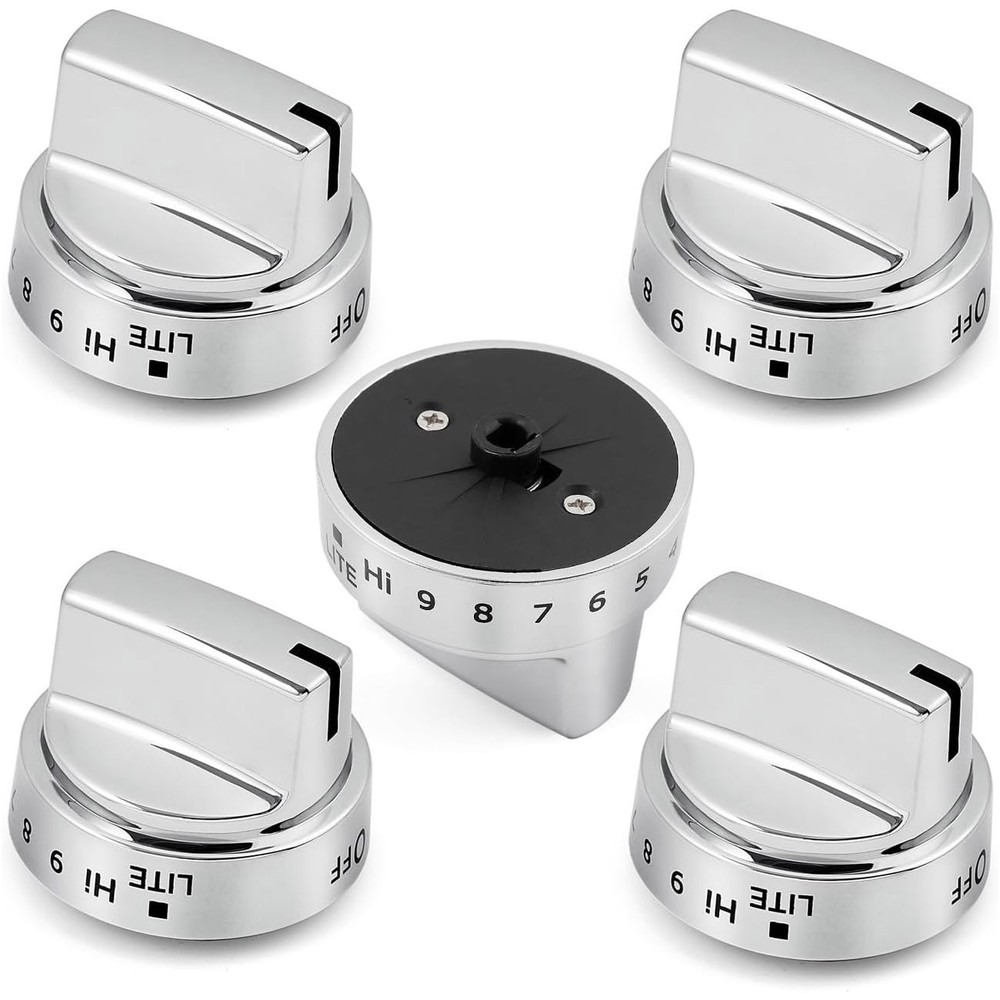 5Pack Stainless Steel Control Knob Compatible with GE Gas Range Stove WB03X24818