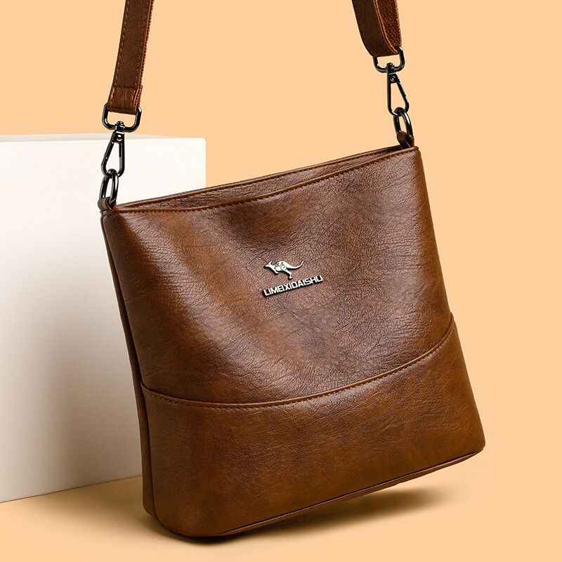 3-Layer Women's PU Leather Tote Bag Stylish Leisure Shoulder Handbag  