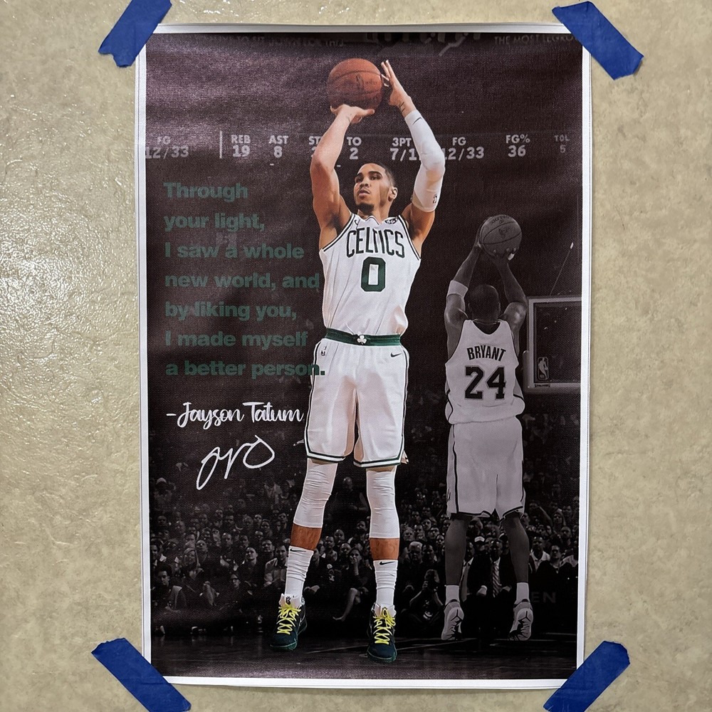 Jason Tatum - Kobe Bryant Basketball NBA Man Cave Canvas Poster Wall Art ✅12x18”