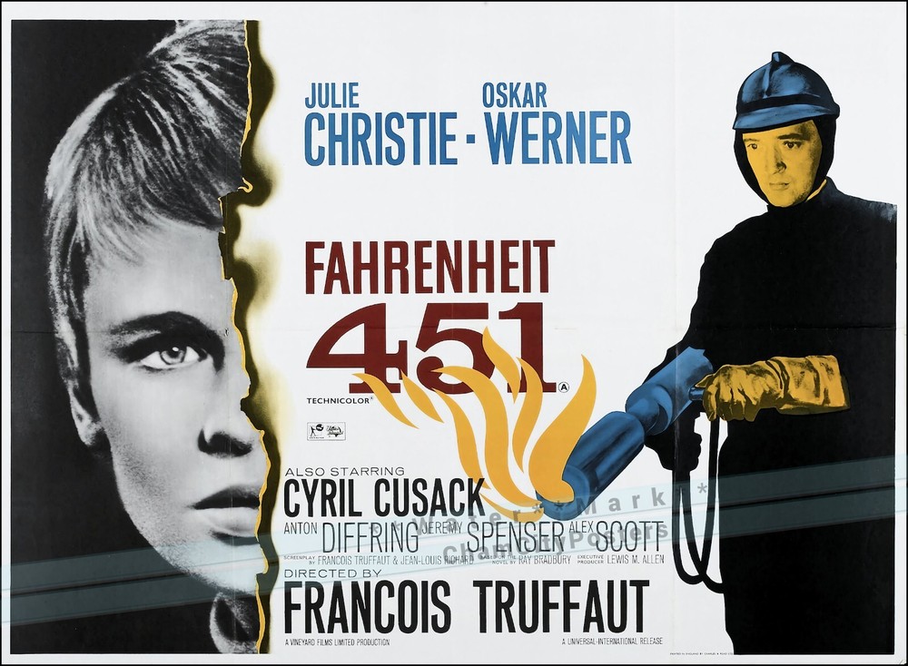 1966 Fahrenheit 451 Film Vintage Poster Retro Wall Art by Truffaut