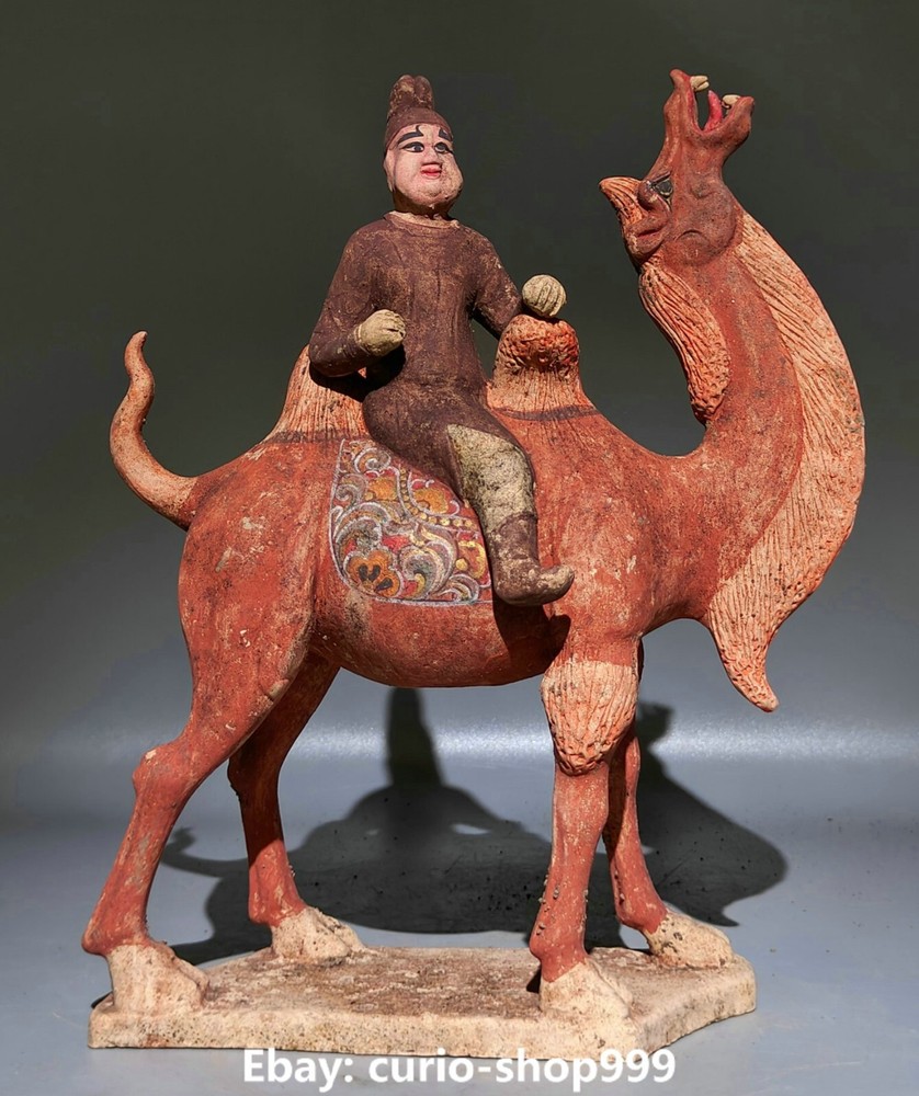 12.2-inch Curio Old Dynasty Tangsancai Camel Rider Porcelain Statue