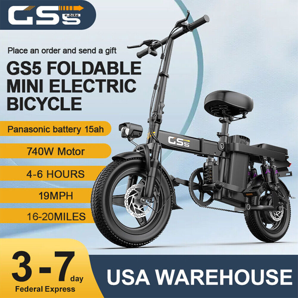 Adult Ebike 48V 17.5AH Foldable Electric Bicycle 19MPH 35Mile 400W Peak Motor