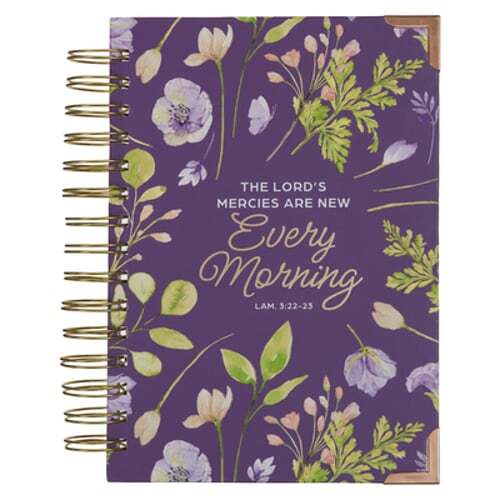 Christian Art Gifts Purple Scripture Journal with Bible Verse Lord's Mercies Large Inspirational Notebook
