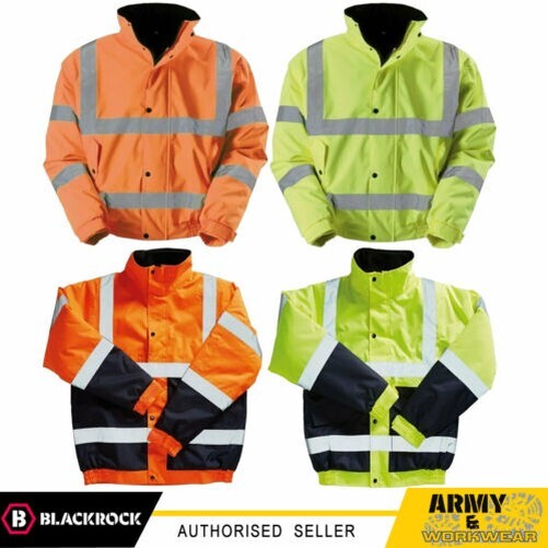 Blackrock Hi Vis Bomber Coat with Fleece Quilt Lined Warm High Visibility Jacket