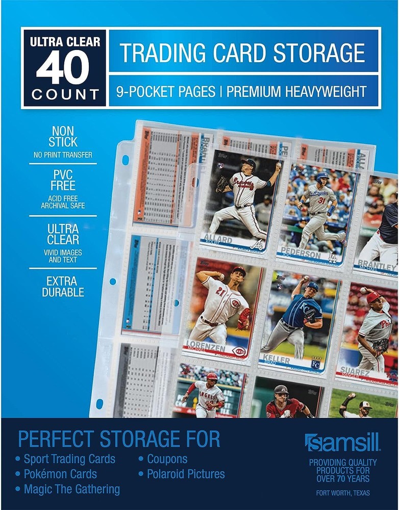 Baseball Trading Card Binder Pages with 3 Ring Holder-image