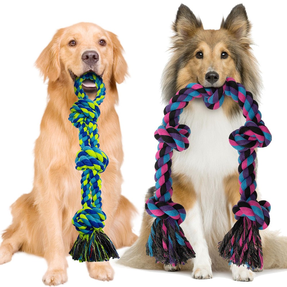 [Large] Dog Rope Toys for Aggressive Chewers, 2 Pack Heavy Duty Dog Rope Toy ...