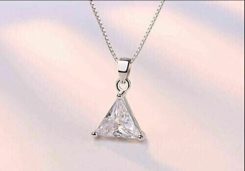 Trillion Cut Simulated Diamond Stunning Women's Pendant 14k White Gold Plated