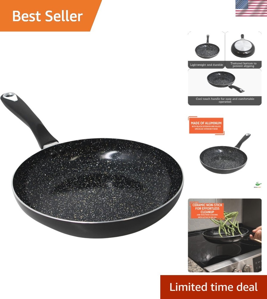 10-Inch Black Ceramic Bistro Fry Pan – Spacious & Stylish Cookware Essential