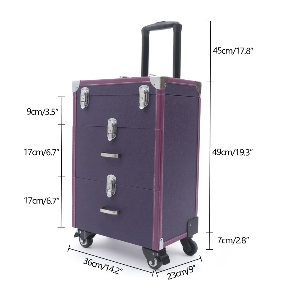 Large Rolling Cosmetic Case Makeup Trolley Rolling Makeup Case Waterproof