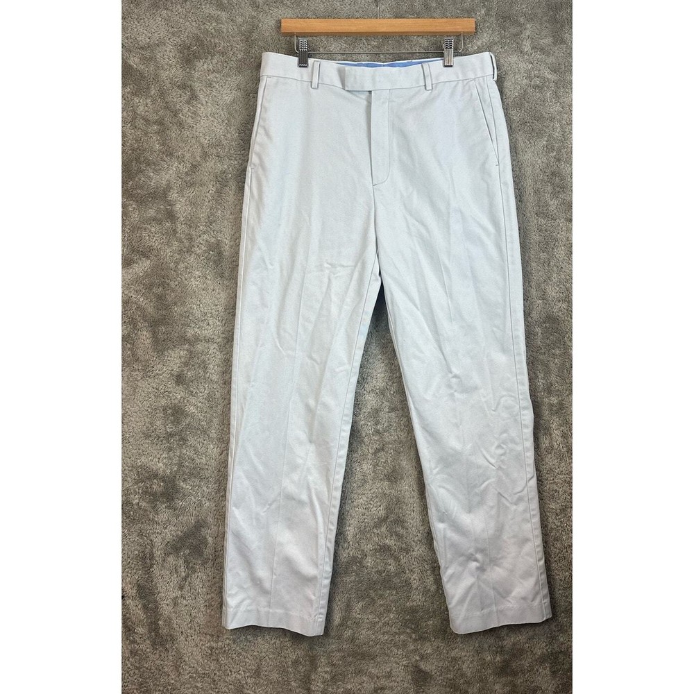 Charles Tyrwhitt Men's 34 Light Gray Chino Pants 34W 32L Classic Fit Non Iron